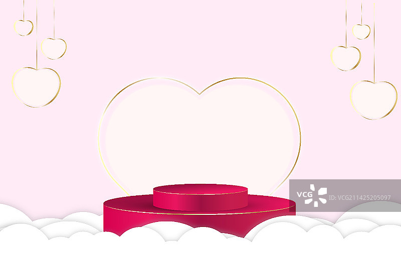 金色爱心领奖台框架图片素材