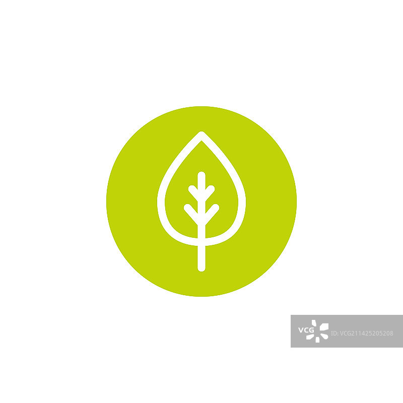卡通扁平风格绿色环保叶子图标图片素材
