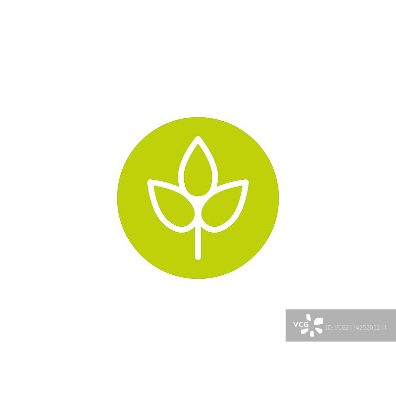 卡通扁平风格绿色环保叶子图标图片素材
