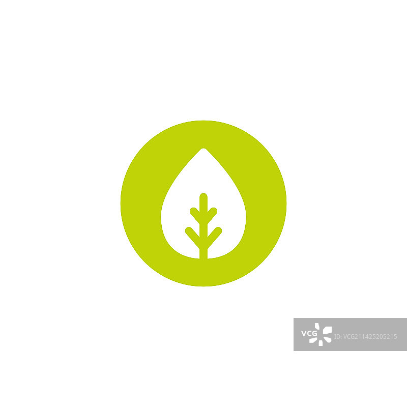卡通扁平风格绿色环保叶子图标图片素材