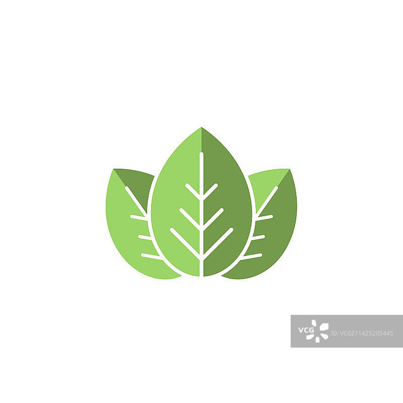 白色背景上的三个叶子环保图标图片素材