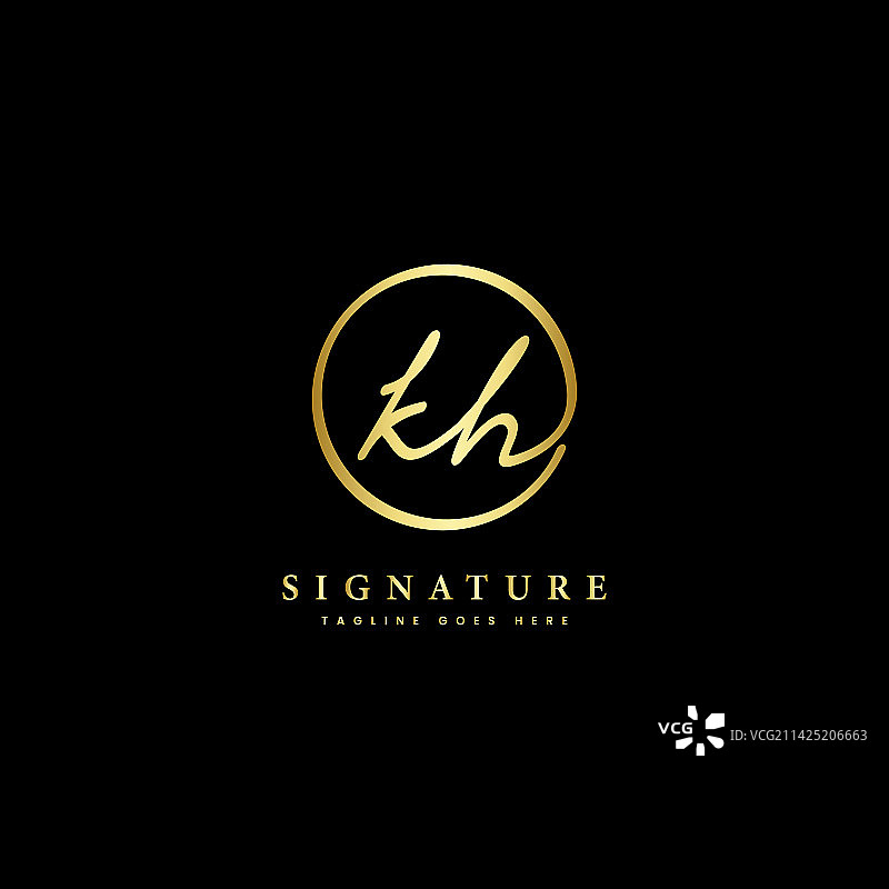 KH手写签名首字母标志图片素材