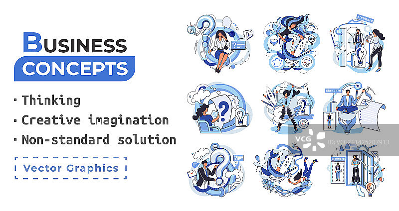 创意思考人群不同思维模式图片素材