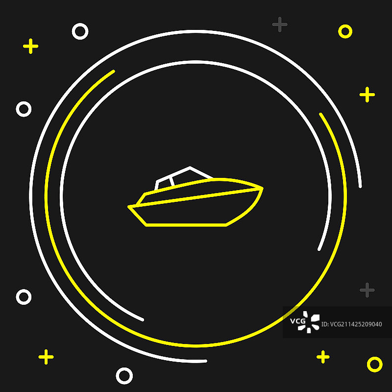 黑色背景上的线性快艇图标图片素材