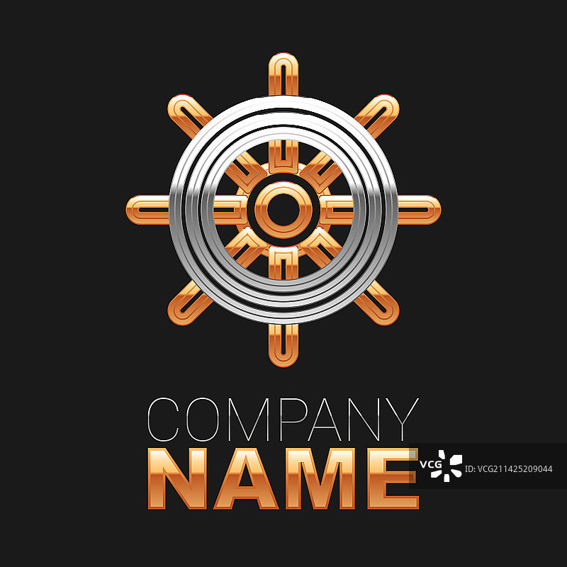 黑色背景上的线条船舵图标图片素材