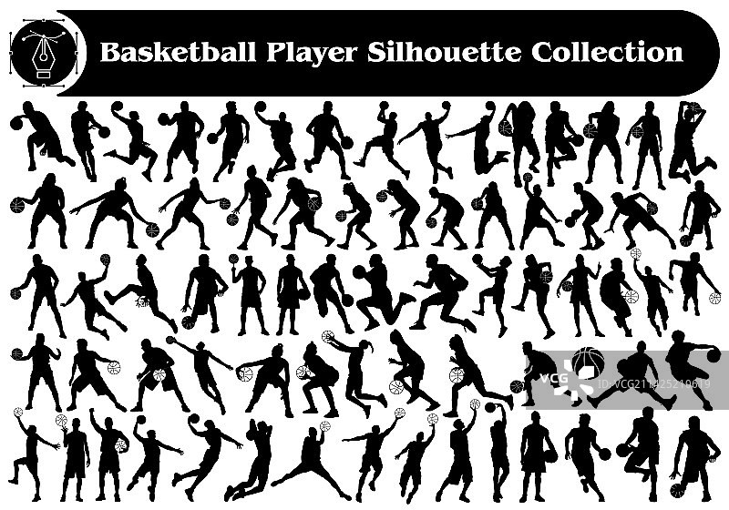篮球运动员剪影合集图片素材