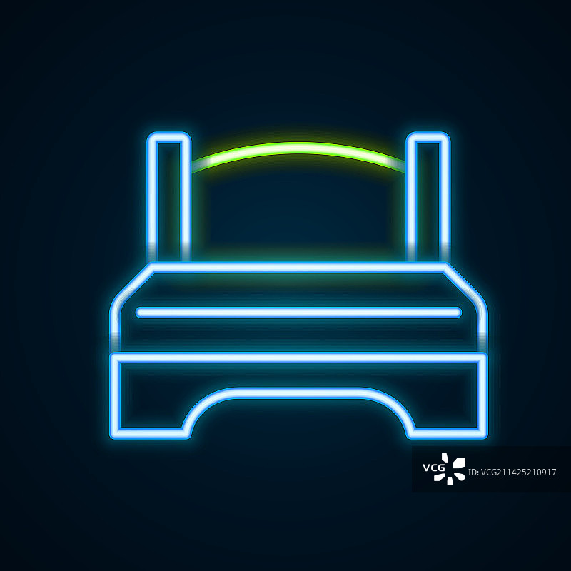 发光的霓虹灯线条：单人或双人床图片素材