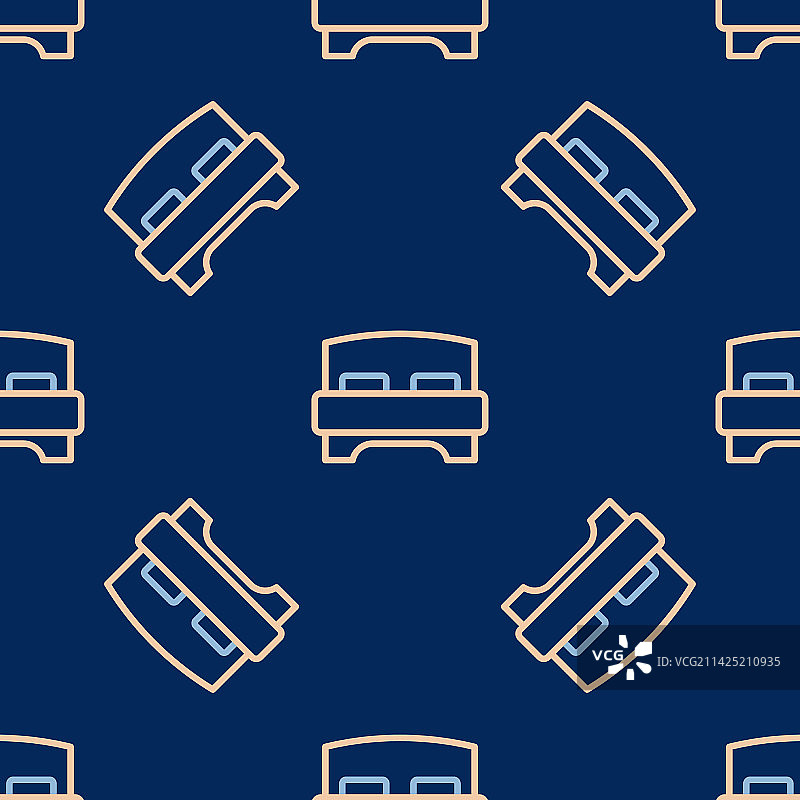 线条单人或双人床大床图标隔离图片素材