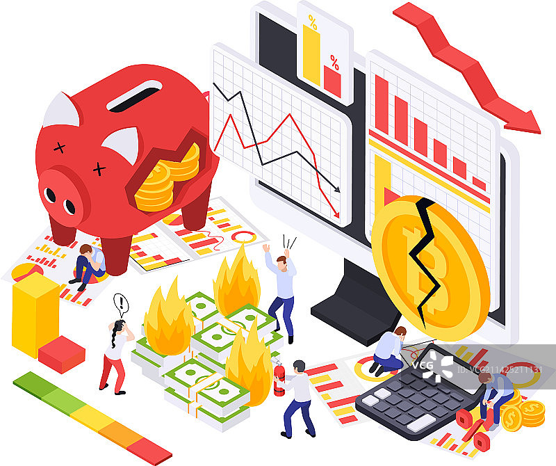 金融危机会计师组合图片素材