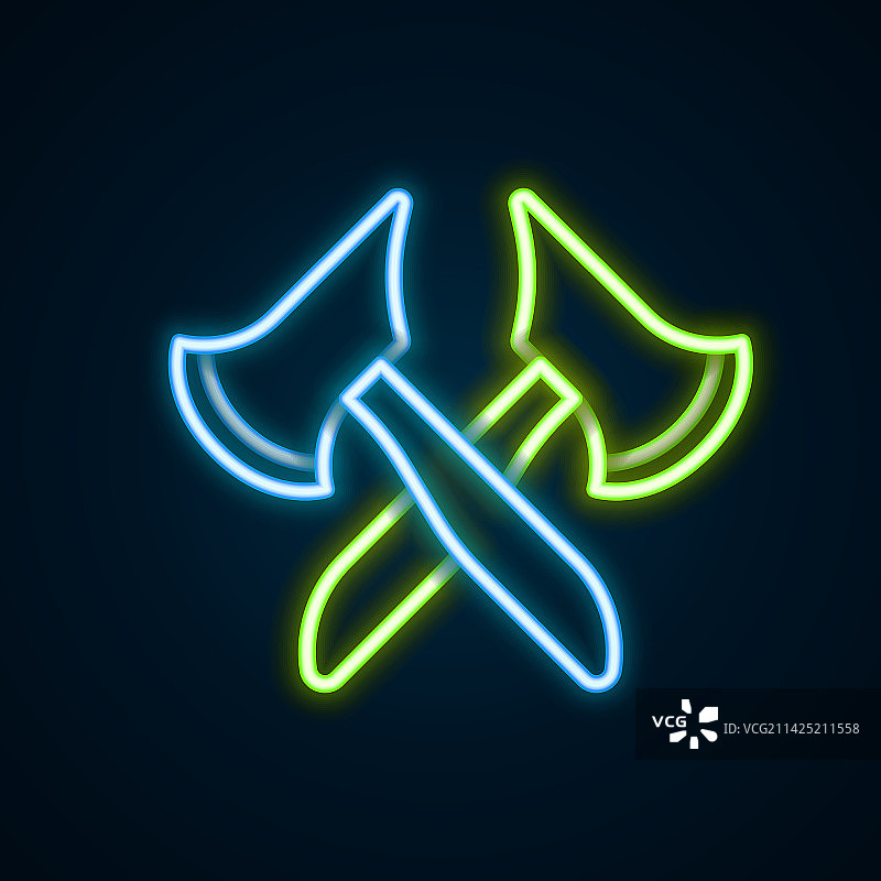 发光的霓虹灯线条木斧图标图片素材