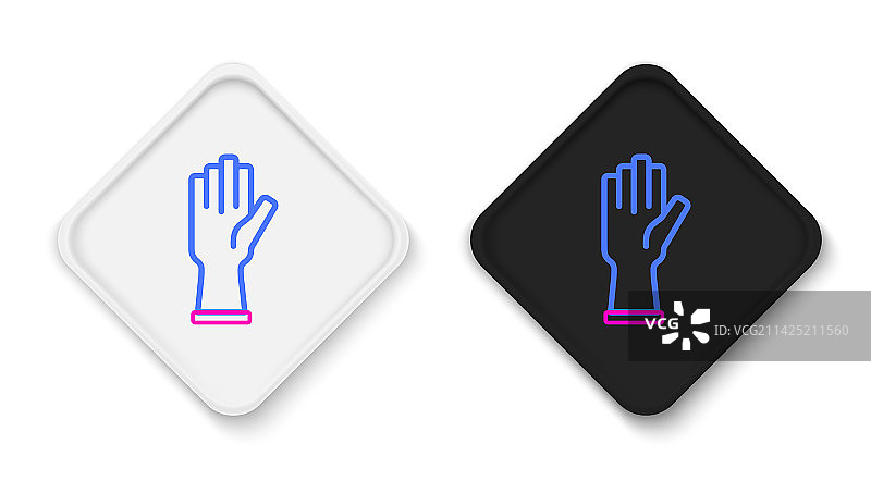 白色背景上的防护手套线性图标图片素材