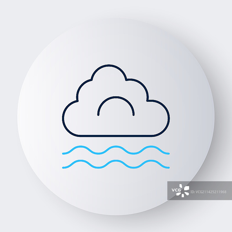 雾和云线条图标，白色背景图片素材