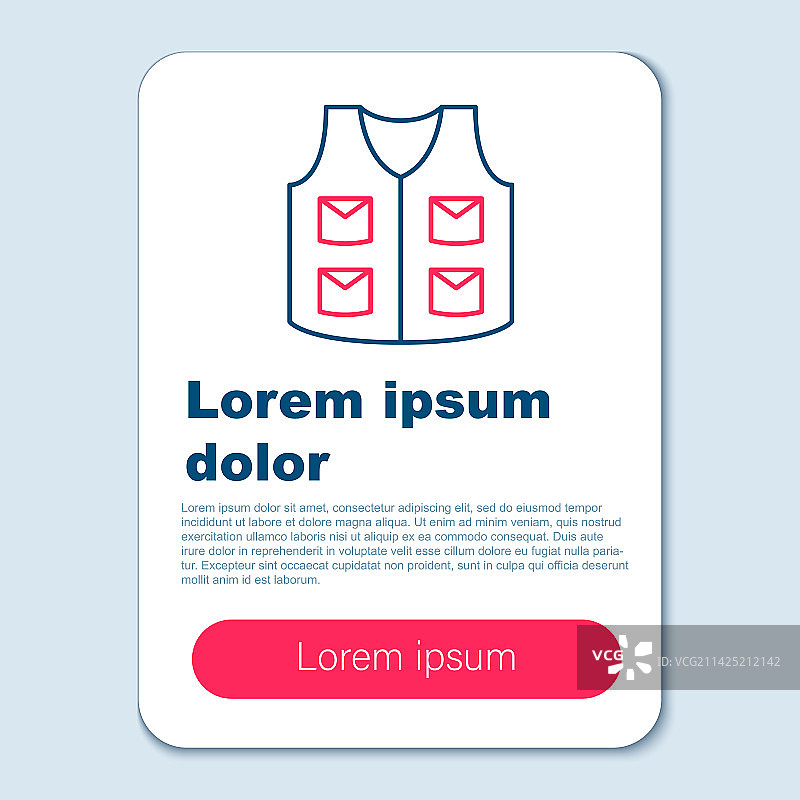 灰色背景上隔离的线性钓鱼夹克图标图片素材