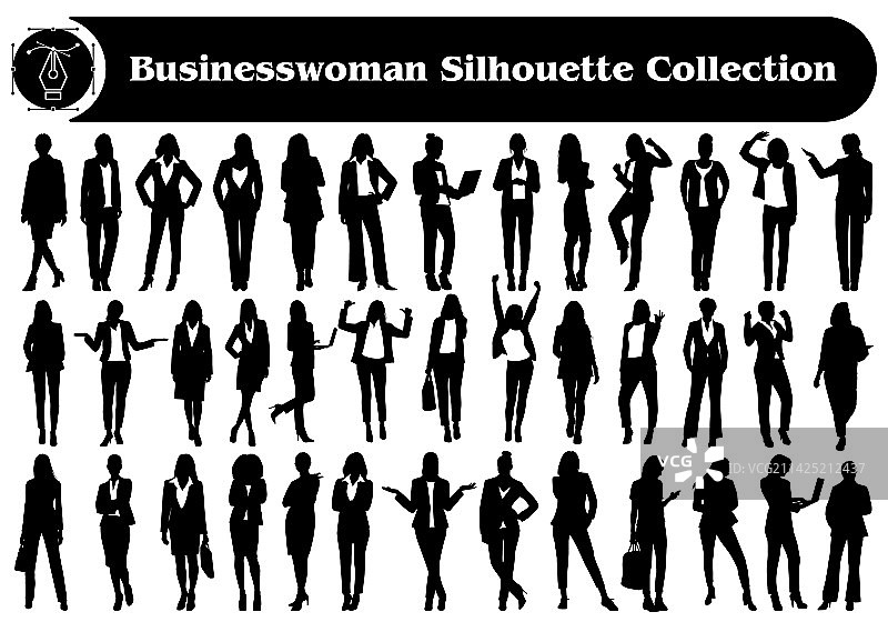 女商人或办公室职员剪影图片素材