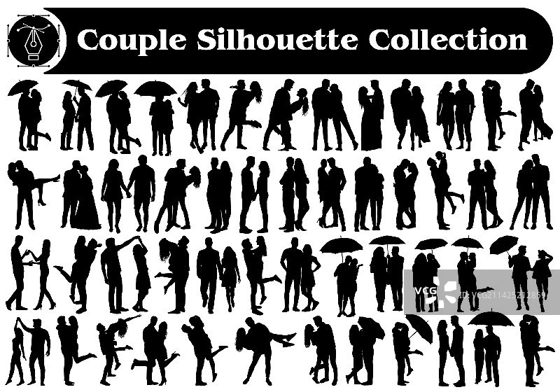 浪漫情侣剪影合集图片素材