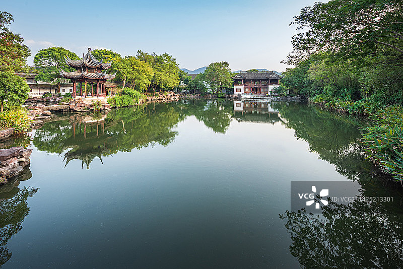 中国浙江杭州西溪湿地高庄园林风光图片素材