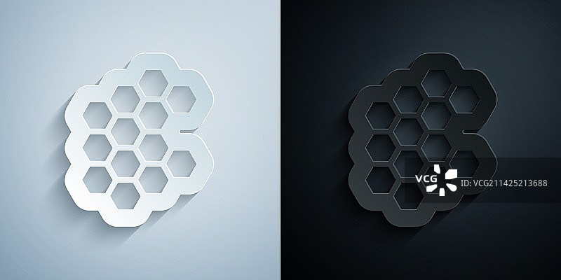 灰色背景上的剪纸风格蜂窝图标图片素材