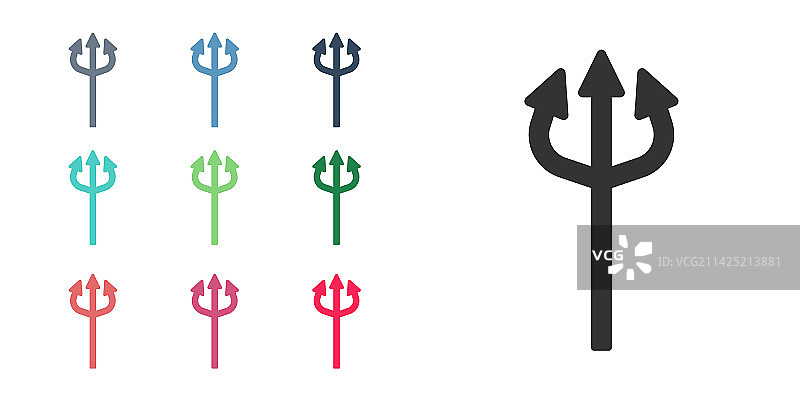 白色背景上的黑色三叉戟恶魔图标图片素材