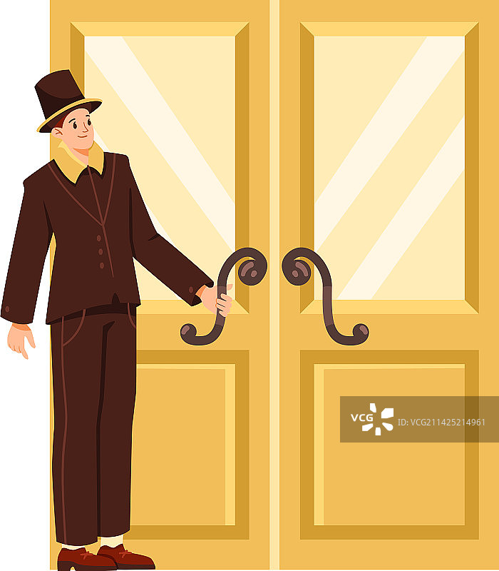 站在酒店门口的男门卫图片素材