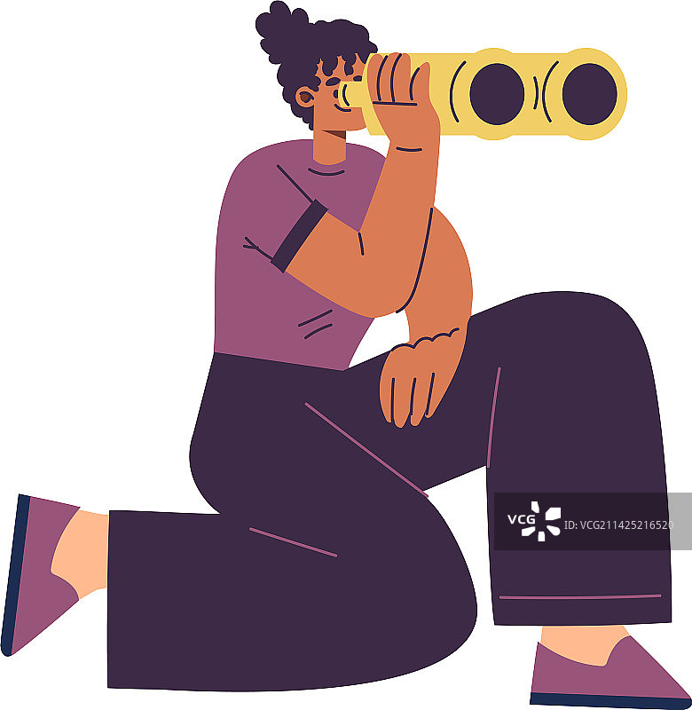 女人用双筒望远镜寻找灵感图片素材