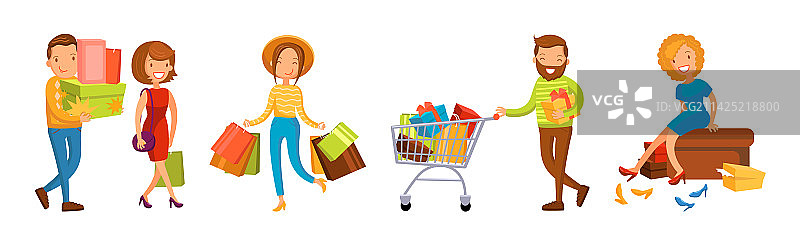 人们在购物中心购物图片素材