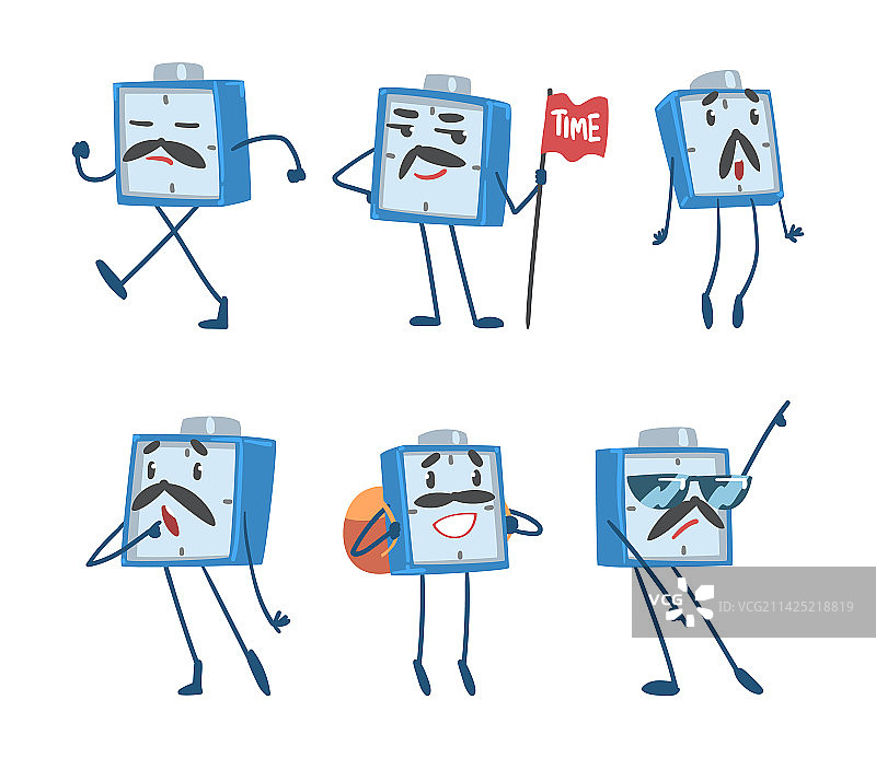 蓝色滑稽闹钟图片素材