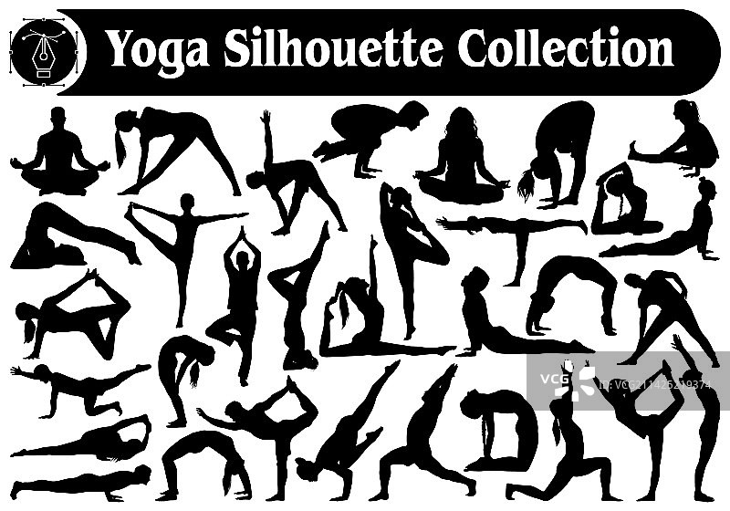 瑜伽或运动剪影合集图片素材