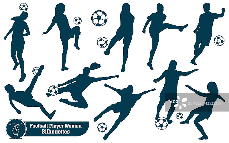 女性踢足球合集图片素材