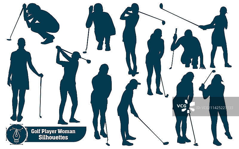 高尔夫女运动员剪影合集图片素材