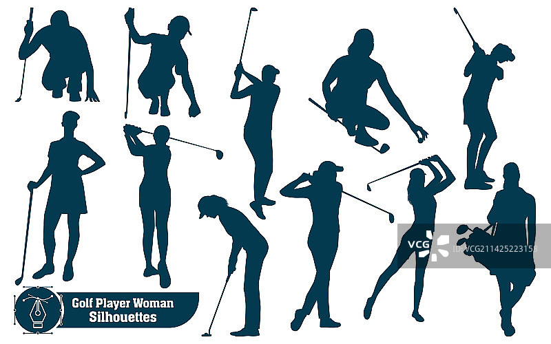 高尔夫女运动员剪影合集图片素材