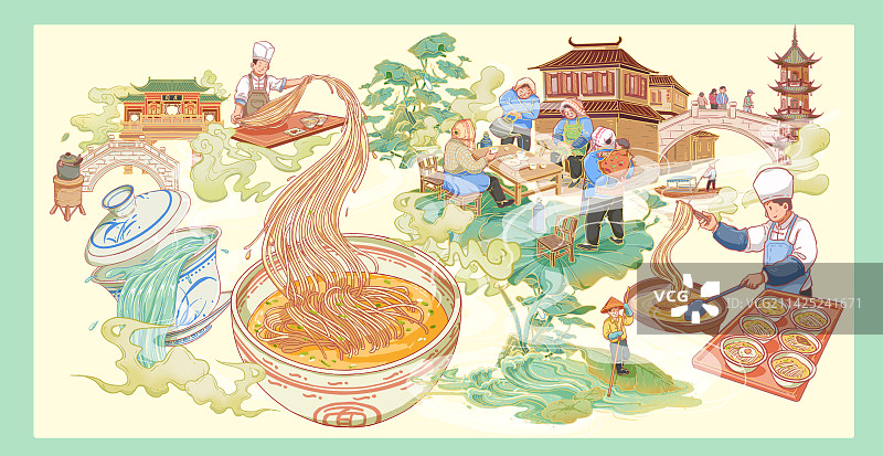 昆山国风插画图片素材