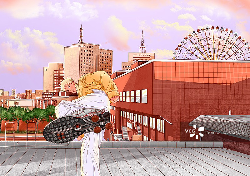 校园手绘图片素材