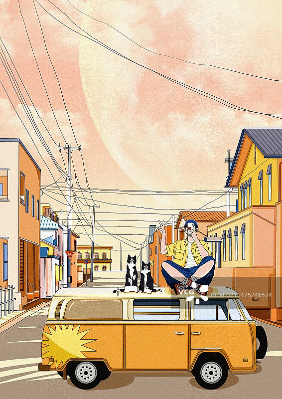 手绘街道图片素材