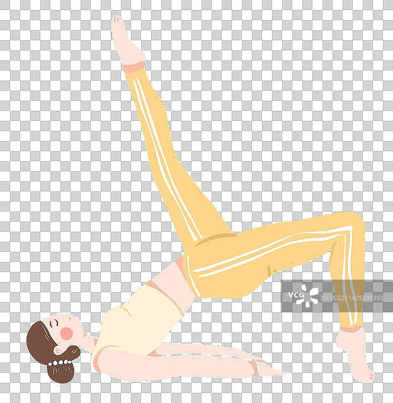 女孩练习瑜伽身心健康平面元素插画图片素材