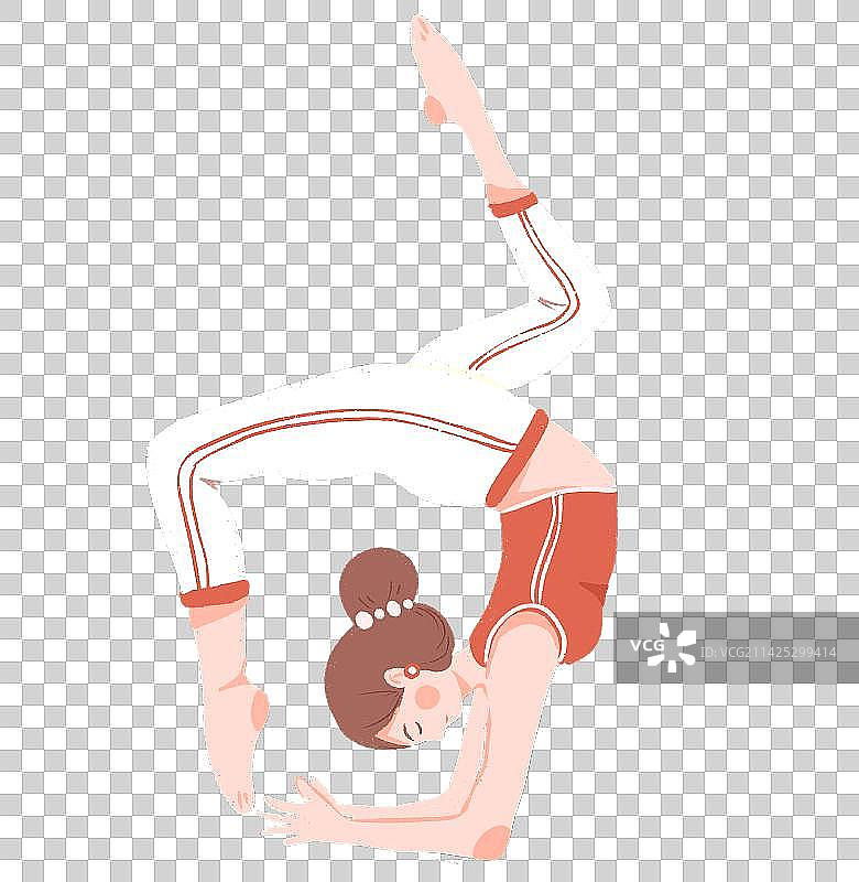 女孩练习瑜伽身心健康平面元素插画图片素材