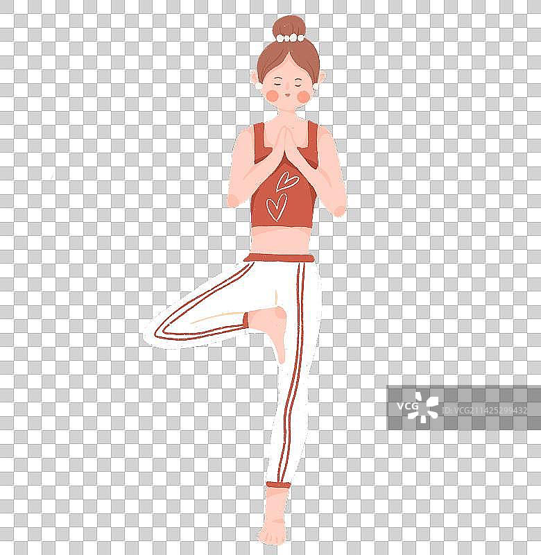 女孩练习瑜伽身心健康平面元素插画图片素材
