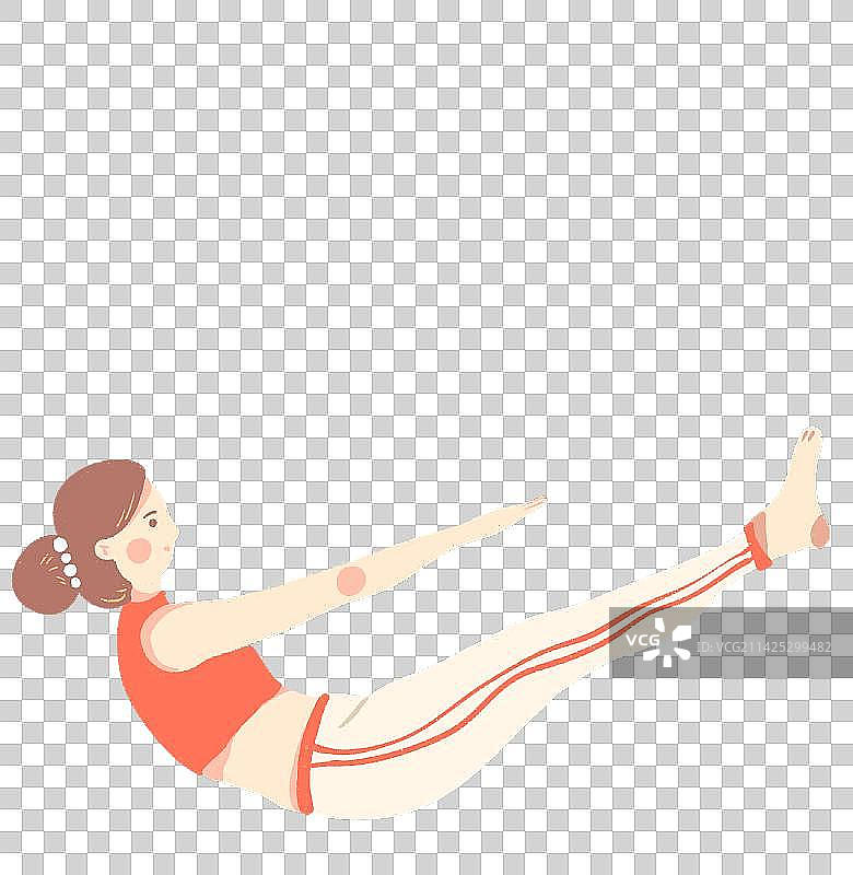 女孩练习瑜伽身心健康平面元素插画图片素材