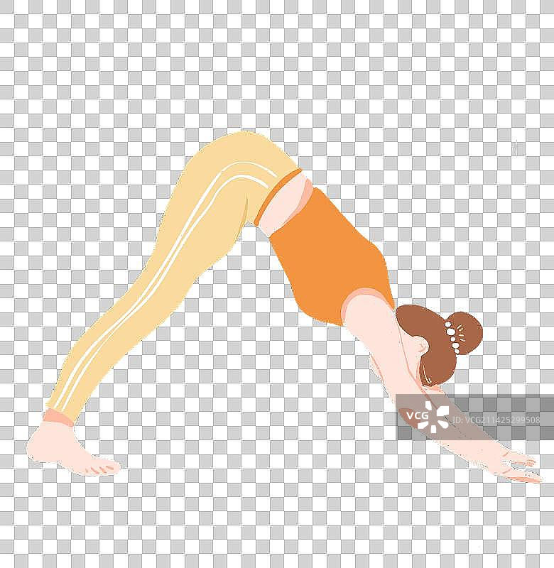 女孩练习瑜伽身心健康平面元素插画图片素材