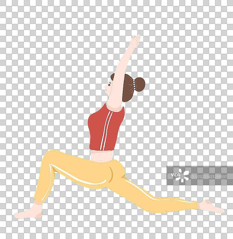 女孩练习瑜伽身心健康平面元素插画图片素材