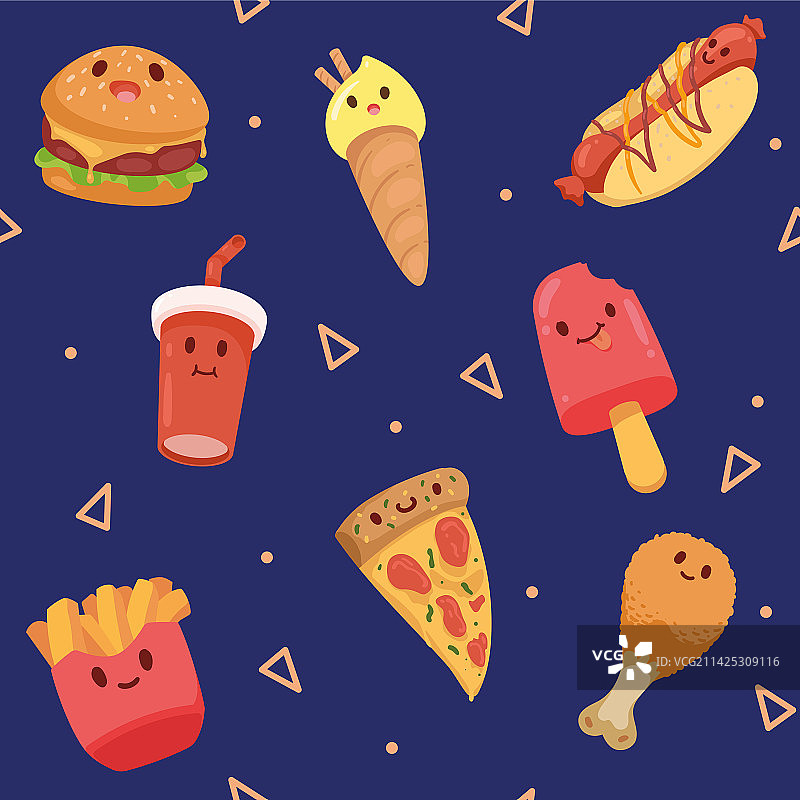 可爱风格快餐图案图片素材