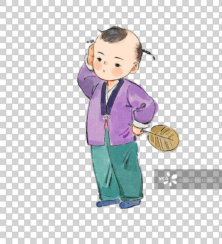 思考疑惑的古代小朋友图片素材