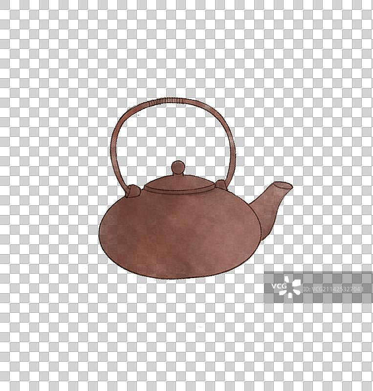 水墨风手绘紫砂壶图片素材