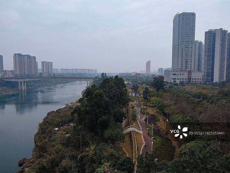 来宾市 滨江公园 滨江北路 法治文化公园 红水河二桥 航拍图片素材
