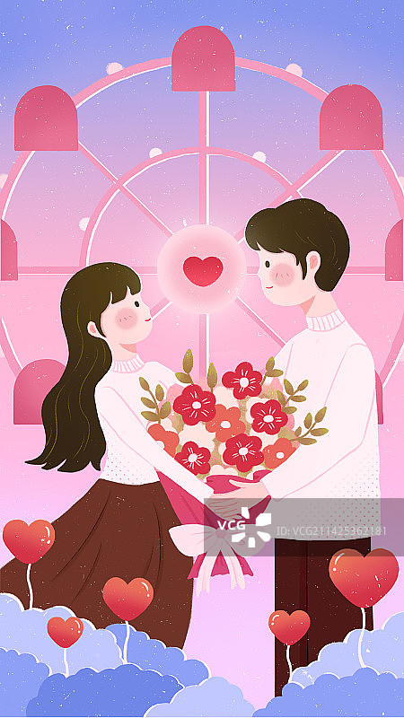 白色情人节-摩天轮下的浪漫图片素材