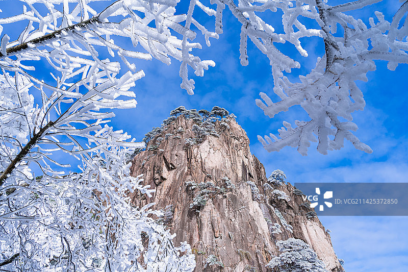 黄山白始信峰栈道图片素材