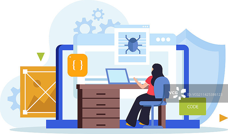 QA工程师扁平化设计图片素材