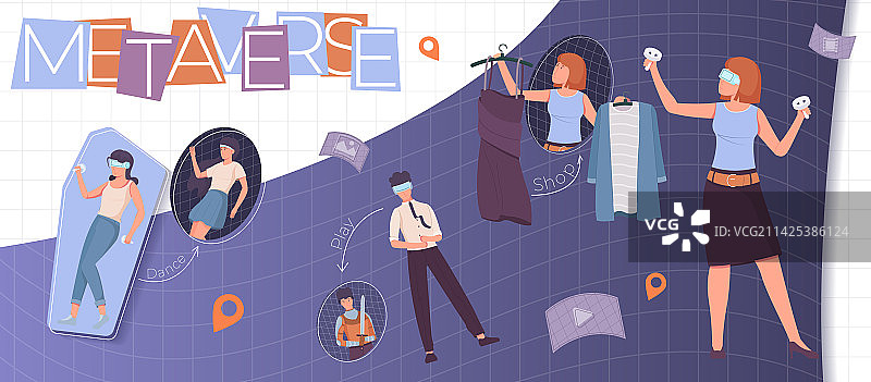 元宇宙扁平拼贴图片素材