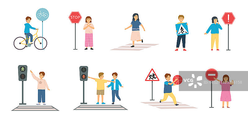 人行横道上的儿童图片素材
