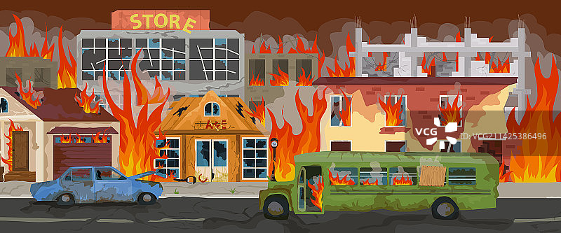城市火灾横版背景图片素材