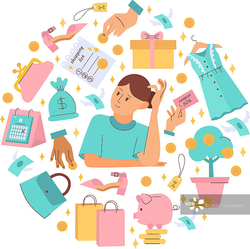 家庭理财扁平化构图图片素材